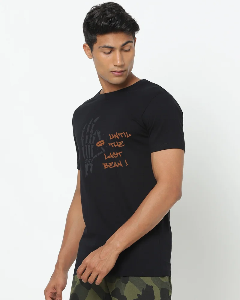 بيواكوف Men's Black Last Bean Graphic Printed T-shirt